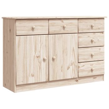 Vidaxl Aparador Alta Madera Maciza De Pino 112x35x73 Cm Marrón