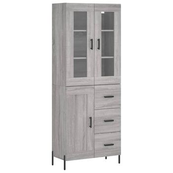 Vidaxl Aparador Alto Madera Contrachapada Gris Sonoma 69,5x34x180 Cm