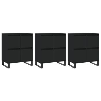 Vidaxl Aparadores 3 Uds Madera Contrachapada Negro