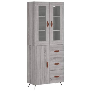 Vidaxl Aparador Alto Madera Contrachapada Gris Sonoma 69,5x34x180 Cm