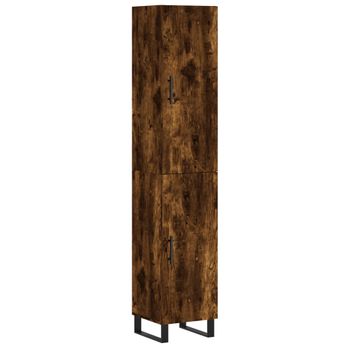 Vidaxl Aparador De Madera Contrachapada Roble Ahumado 34,5x34x180 Cm Marrón