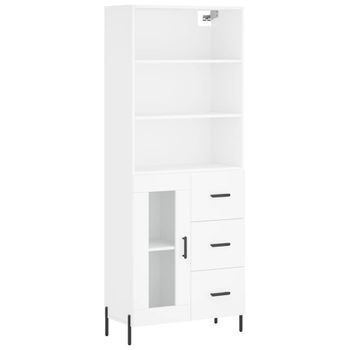 Vidaxl Aparador Alto Madera Contrachapada Blanco 69,5x34x180 Cm