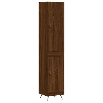 Vidaxl Aparador Alto Madera Contrachapada Roble Marrón 34,5x34x180 Cm