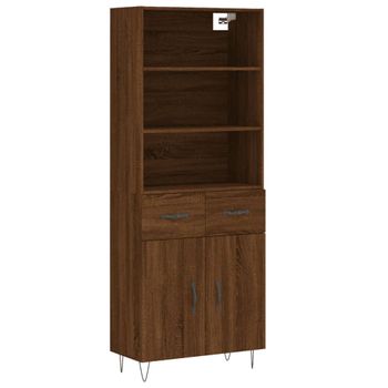 Vidaxl Aparador Alto Madera Contrachapada Marrón Roble 69,5x34x180 Cm