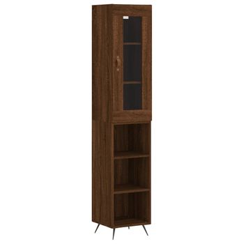 Vidaxl Aparador Alto Madera Contrachapada Roble Marrón 34,5x34x180 Cm