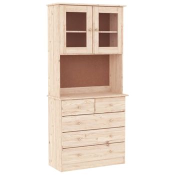 Vidaxl Aparador Alto Alta Madera Maciza De Pino 77x35x165 Cm Marrón