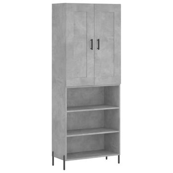 Vidaxl Aparador Alto Madera Contrachapada Gris Hormigón 69,5x34x180 Cm