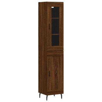 Vidaxl Aparador Alto Madera Contrachapada Roble Marrón 34,5x34x180 Cm