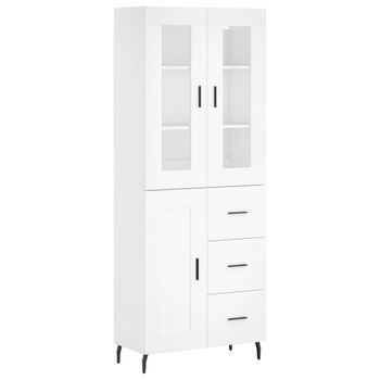 Vidaxl Aparador Alto Madera Contrachapada Blanco 69,5x34x180 Cm