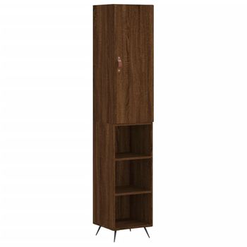 Vidaxl Aparador Alto Madera Contrachapada Roble Marrón 34,5x34x180 Cm