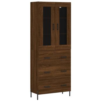 Vidaxl Aparador Alto Madera Contrachapada Marrón Roble 69,5x34x180 Cm