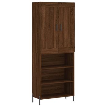 Vidaxl Aparador Alto Madera Contrachapada Marrón Roble 69,5x34x180 Cm