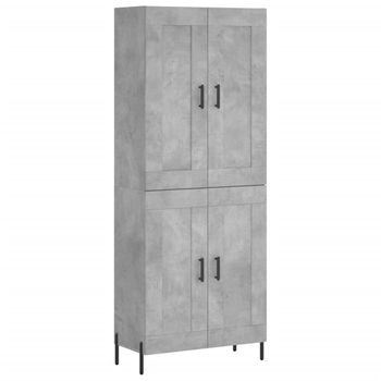 Vidaxl Aparador Alto Madera Contrachapada Gris Hormigón 69,5x34x180 Cm