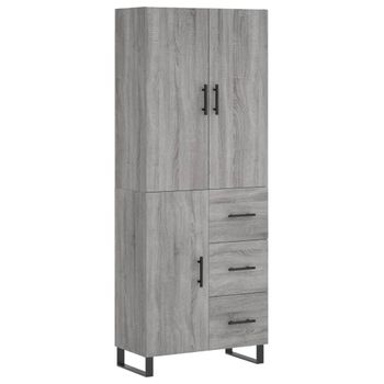 Vidaxl Aparador Alto Madera Contrachapada Gris Sonoma 69,5x34x180 Cm