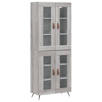 Vidaxl Aparador Alto Madera Contrachapada Gris Sonoma 69,5x34x180 Cm