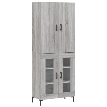 Vidaxl Aparador Alto Madera Contrachapada Gris Sonoma 69,5x34x180 Cm