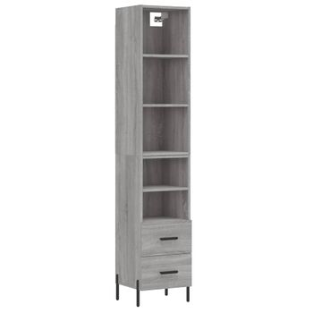 Vidaxl Aparador Alto Madera Contrachapada Gris Sonoma 34,5x34x180 Cm