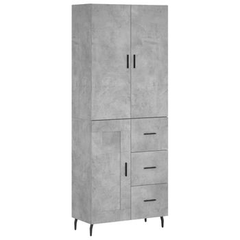 Vidaxl Aparador Alto Madera Contrachapada Gris Hormigón 69,5x34x180 Cm