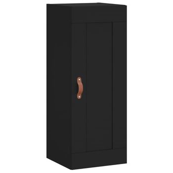 Vidaxl Armario De Pared Madera De Ingeniería Negro 34,5x34x90 Cm