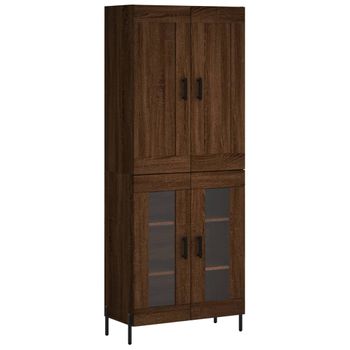 Vidaxl Aparador Alto Madera Contrachapada Marrón Roble 69,5x34x180 Cm