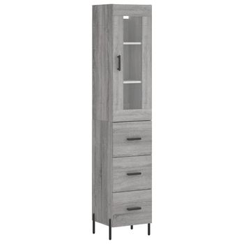 Vidaxl Aparador Alto Madera Contrachapada Gris Sonoma 34,5x34x180 Cm