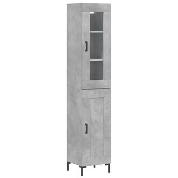 Vidaxl Aparador De Madera Contrachapada Gris Hormigón 34,5x34x180 Cm