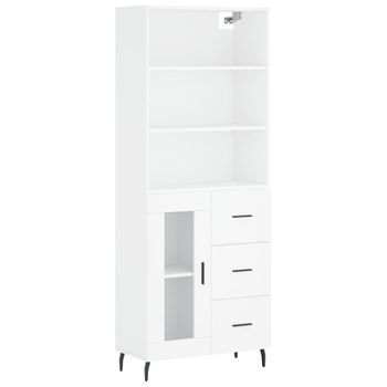 Vidaxl Aparador Alto Madera Contrachapada Blanco 69,5x34x180 Cm