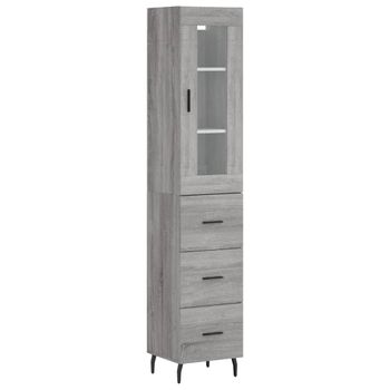 Vidaxl Aparador Alto Madera Contrachapada Gris Sonoma 34,5x34x180 Cm