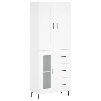 Vidaxl Aparador Alto Madera Contrachapada Blanco 69,5x34x180 Cm