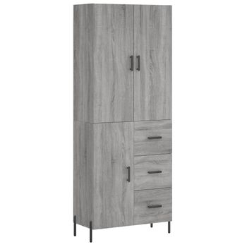 Vidaxl Aparador Alto Madera Contrachapada Gris Sonoma 69,5x34x180 Cm