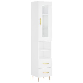 Vidaxl Aparador Alto Madera Contrachapada Blanco 34,5x34x180 Cm