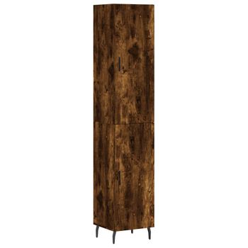 Vidaxl Aparador De Madera Contrachapada Roble Ahumado 34,5x34x180 Cm Marrón