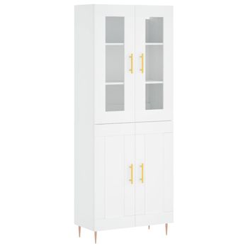 Vidaxl Aparador Alto Madera Contrachapada Blanco 69,5x34x180 Cm