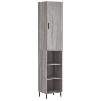 Vidaxl Aparador Alto Madera Contrachapada Gris Sonoma 34,5x34x180 Cm