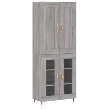 Vidaxl Aparador Alto Madera Contrachapada Gris Sonoma 69,5x34x180 Cm