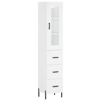 Vidaxl Aparador Alto Madera Contrachapada Blanco 34,5x34x180 Cm