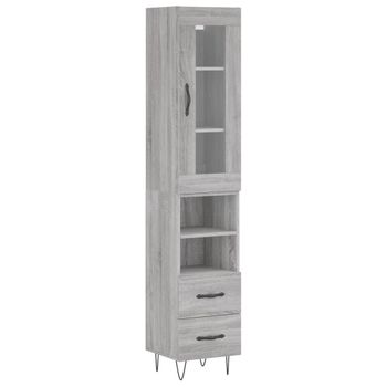 Vidaxl Aparador Alto Madera Contrachapada Gris Sonoma 34,5x34x180 Cm