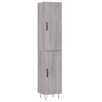 Vidaxl Aparador Alto Madera Contrachapada Gris Sonoma 34,5x34x180 Cm