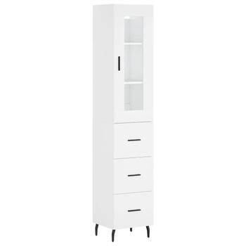 Vidaxl Aparador Alto Madera Contrachapada Blanco 34,5x34x180 Cm