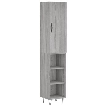 Vidaxl Aparador Alto Madera Contrachapada Gris Sonoma 34,5x34x180 Cm