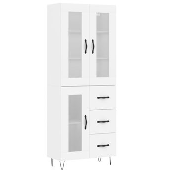 Vidaxl Aparador Alto Madera Contrachapada Blanco 69,5x34x180 Cm