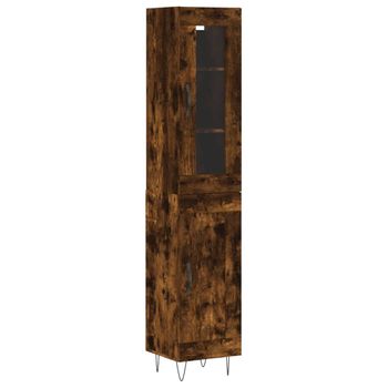 Vidaxl Aparador De Madera Contrachapada Roble Ahumado 34,5x34x180 Cm Marrón