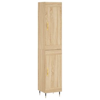 Vidaxl Aparador De Madera Contrachapada Roble Sonoma 34,5x34x180 Cm Marrón