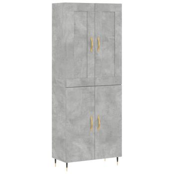 Vidaxl Aparador Alto Madera Contrachapada Gris Hormigón 69,5x34x180 Cm