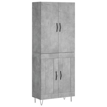 Vidaxl Aparador Alto Madera Contrachapada Gris Hormigón 69,5x34x180 Cm