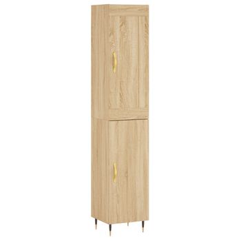 Vidaxl Aparador De Madera Contrachapada Roble Sonoma 34,5x34x180 Cm Marrón