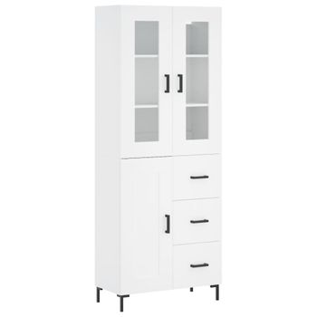 Vidaxl Aparador Alto Madera Contrachapada Blanco 69,5x34x180 Cm