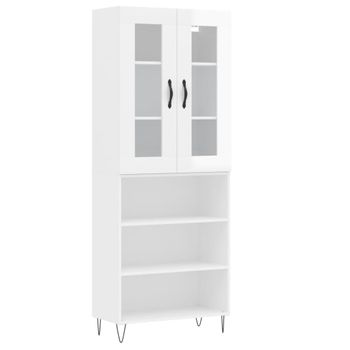 Vidaxl Aparador Alto Madera Contrachapada Blanco 69,5x34x180 Cm