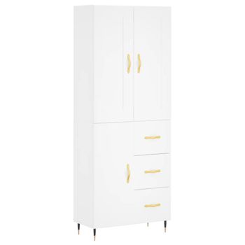 Vidaxl Aparador Alto Madera Contrachapada Blanco 69,5x34x180 Cm