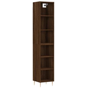 Vidaxl Aparador Alto Madera Contrachapada Roble Marrón 34,5x32,5x180cm